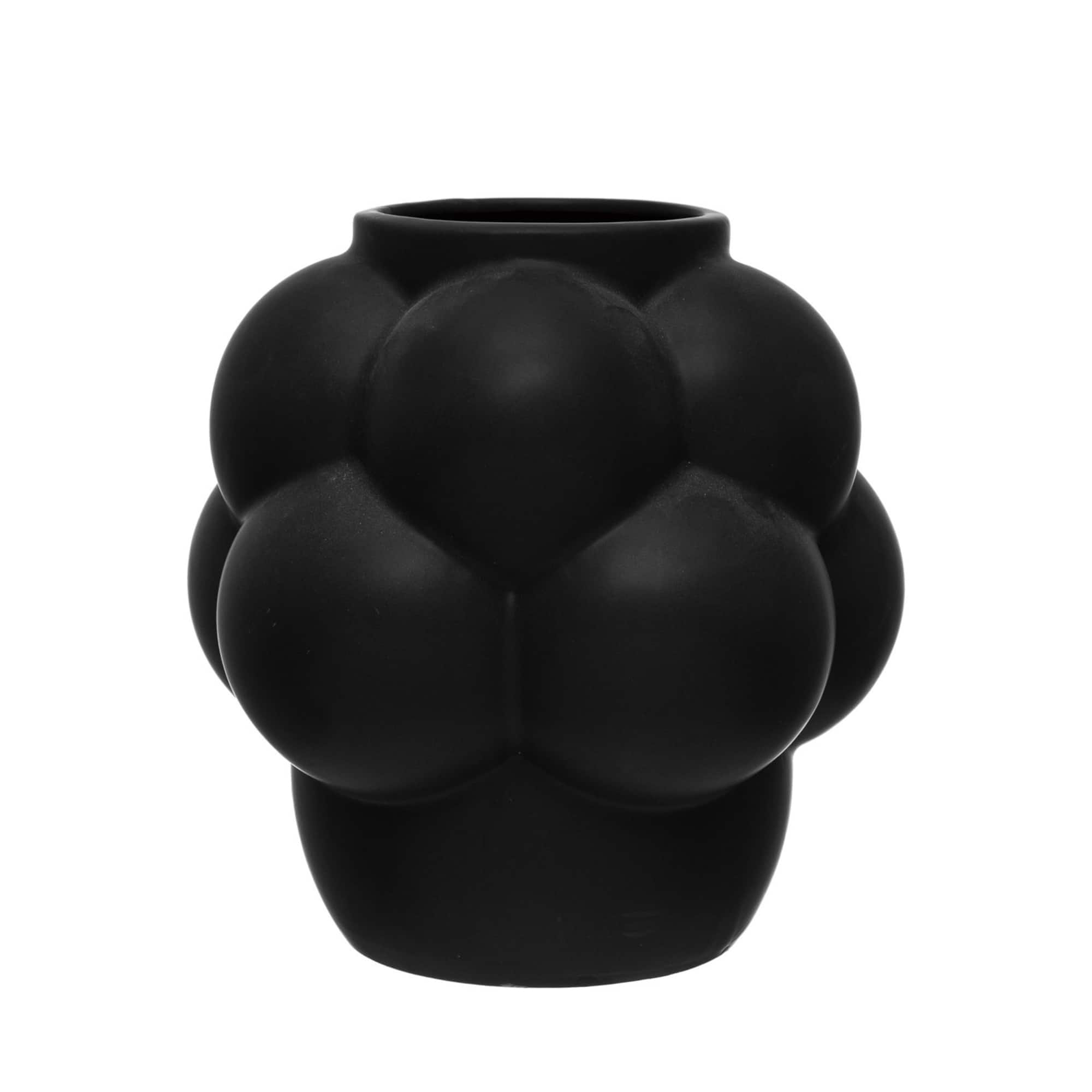 Hello Honey® 8.3" Black Stoneware Vase with Raised Dots